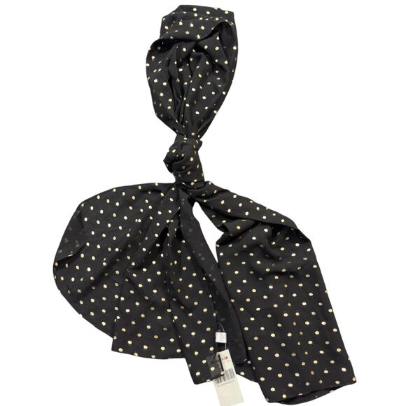 Buckle Womens Foil Polka Dot Scarf Black Gold Chiffon One Size 100% Polyester - Picture 1 of 6